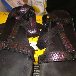 Multi colored mermaid Teva sandals